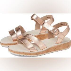 Paul Green NWOT Copper Metallic Flat Sandals Sz 9.5